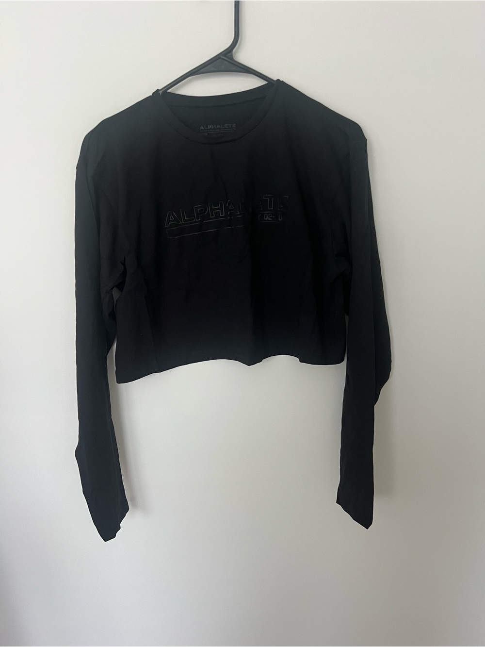 Alphalete Black Logo Crop T Shirt Long Sleeve Women's Size Small